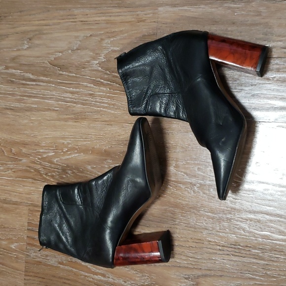 (EU39) TOPSHOP Made in Spain Heeled Booties Contemporary Modern Art Deco Luxury - Picture 6 of 11